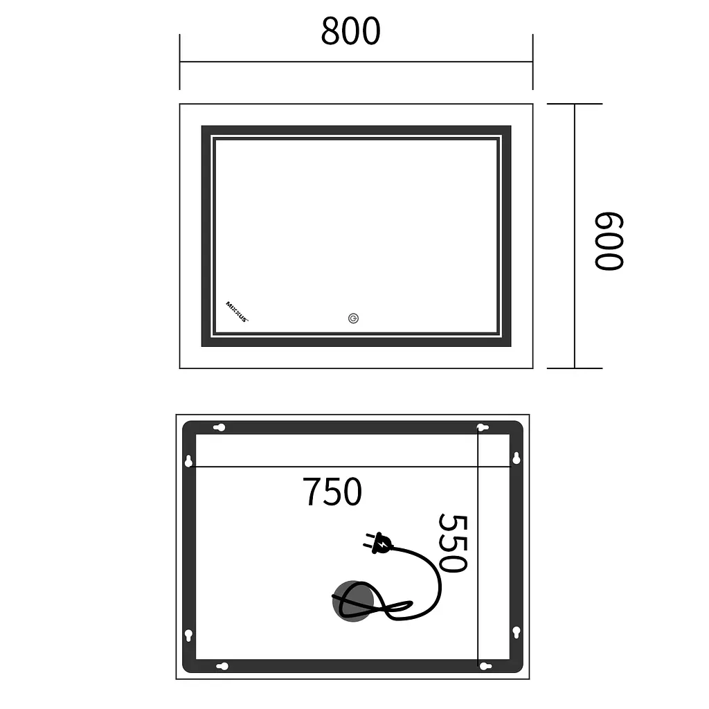 Дзеркало Mixxus Premium Quadro MR20-80x60-Reverse MP6619 - фото 3