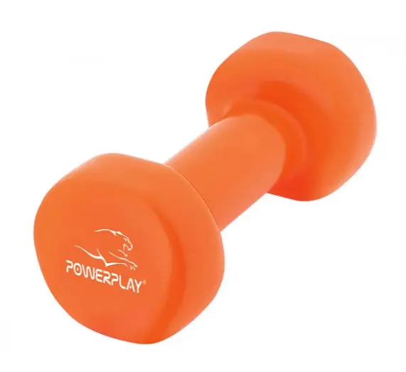 Гантелі вінілові PowerPlay 4125 Achilles 2*1 кг Помаранчеві 2 шт + Гумка для фітнесу 7,5 кг (PP_4125_1kg_2in) - фото 4