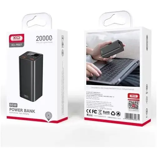 Повербанк XO Powerbank PB97 20000 mAh 65W Black 00000017362/-mia - фото 3