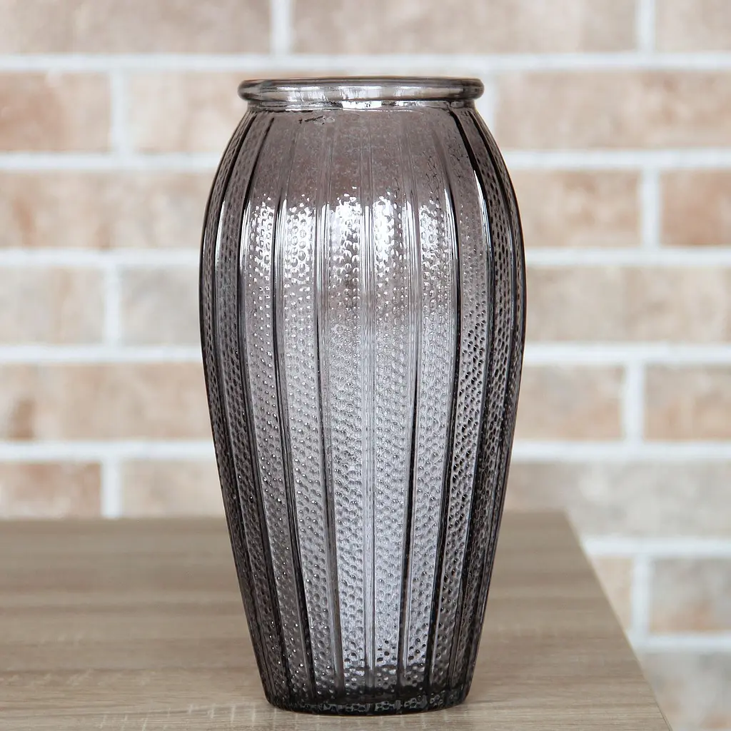 Ваза для цветов Crystal Ritz стеклянная 26 см серая (83240425-43_YBCG-240425/1) - фото 3