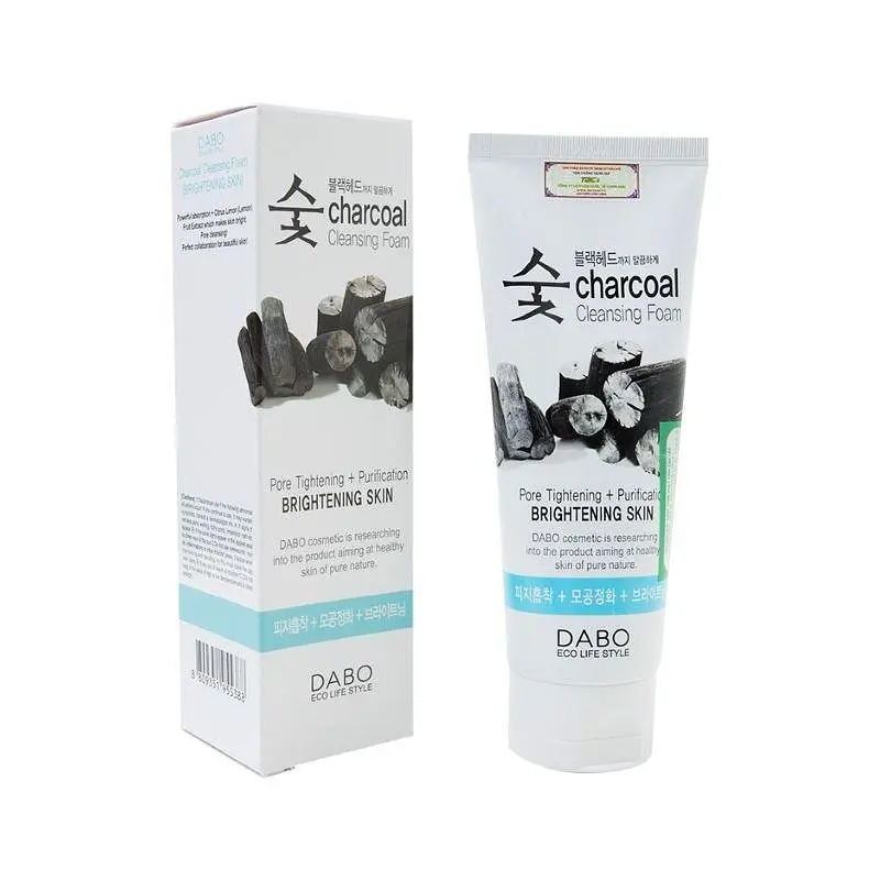 Пінка для вмивання обличчя Dabo Charcoal Cleansing Foam Brightening Skin з екстрактом вугілля просвітлювальна