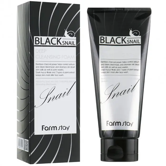 Очищаюча пінка з муцином чорного равлика Black Snail Deep Cleansing Foam FarmStay 180 мл - фото 2