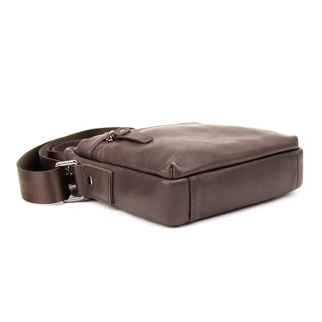 Месенджер в гладкій шкірі коричневий Tiding Bag 8718C коричневий - фото 4