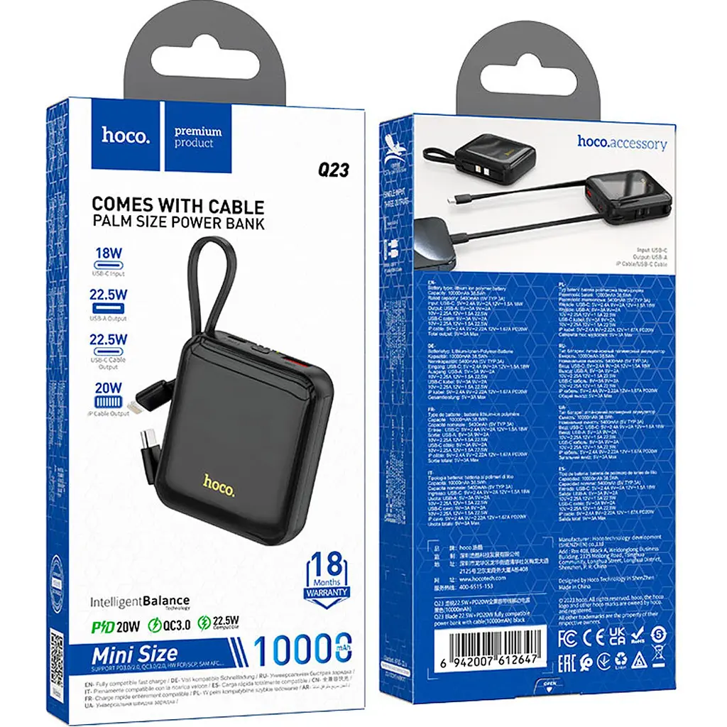 Зовнішній акумулятор Hoco Q23 Blade 10000mAh 22.5W Black [612647] [109961] - фото 6