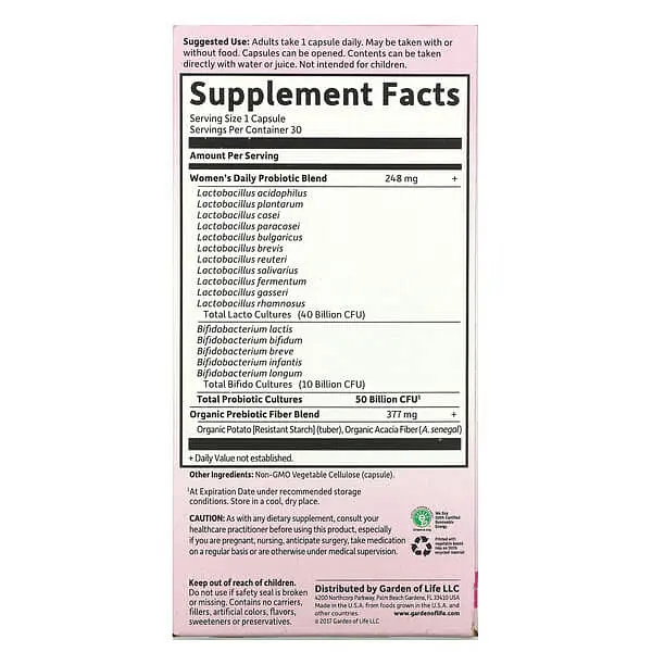 Пробіотики та пребіотики Probiotics Once Daily Women's 50 Billion 30 капсул Garden of Life vit0005080 - фото 2