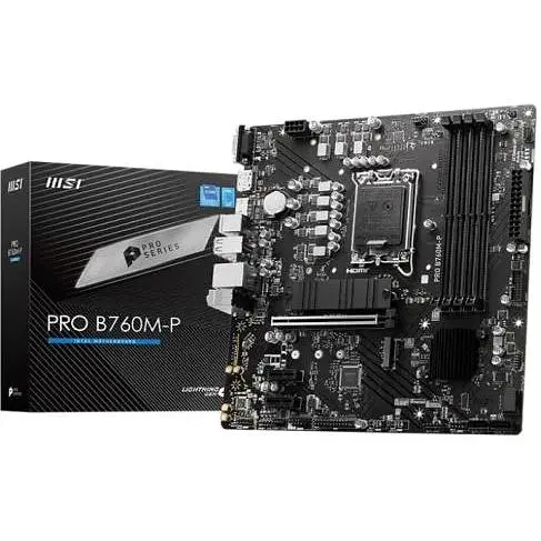 Материнская плата MSI PRO LGA1700, B760M-P, B760, 4xDDR5, Int.Video (CPU), 4xSATA3, 2xM.2, 1xPCI-E 16x 4.0, 2xPCI-E 1x 4.0, ALC897, RTL8111H, 4xUSB3.2/8xUSB2.0, VGA/HDMI/DP, MicroATX - фото 2