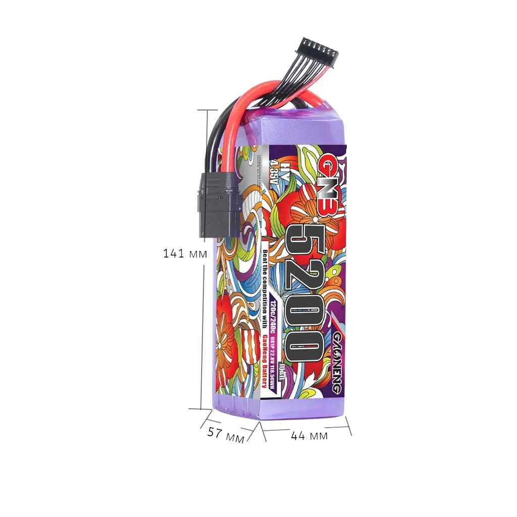 Акумулятор GAONENG GNB LiHV 6S 5200mAh 120C XT90 для 7-10 дюймових дронів - фото 6