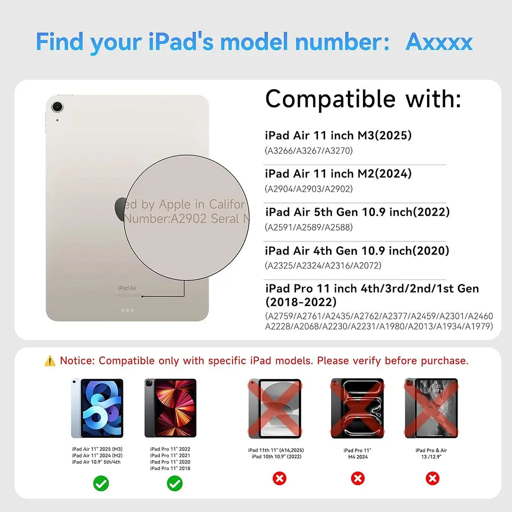 Чохол-клавіатура HOU для iPad Air 11 дюймів M2/M3 та iPad Air 5th/4th(2022/2020) та iPad Pro 11 дюймів 4th/3rd/2nd/1st (2018-2022) - фото 2