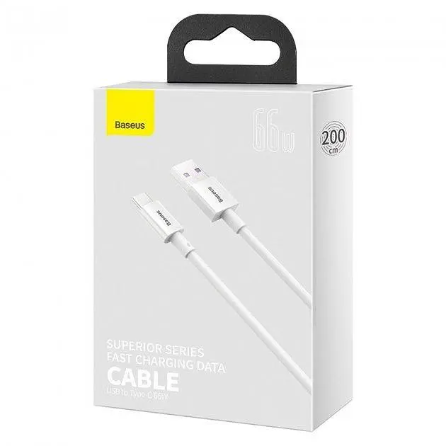 Кабель Baseus Superior Series Fast Charging Data Cable USB to Type-C 66W 2 м Белый - фото 2