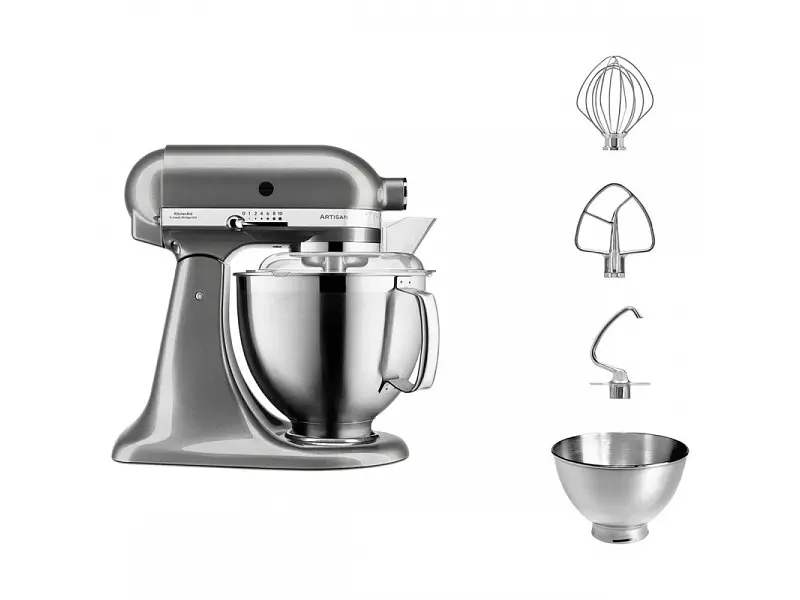 Кухонна машина KitchenAid Artisan 5KSM185PSEMS з відкидним блоком 4.8 л «Срібний медальйон» - фото 2