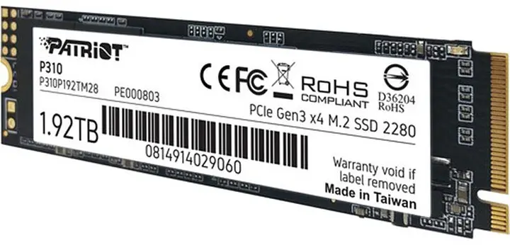 Накопичувач SSD 1.92TB Patriot P310 M.2 2280 PCIe NVMe 3.0 x4 TLC (P310P192TM28) - фото 3