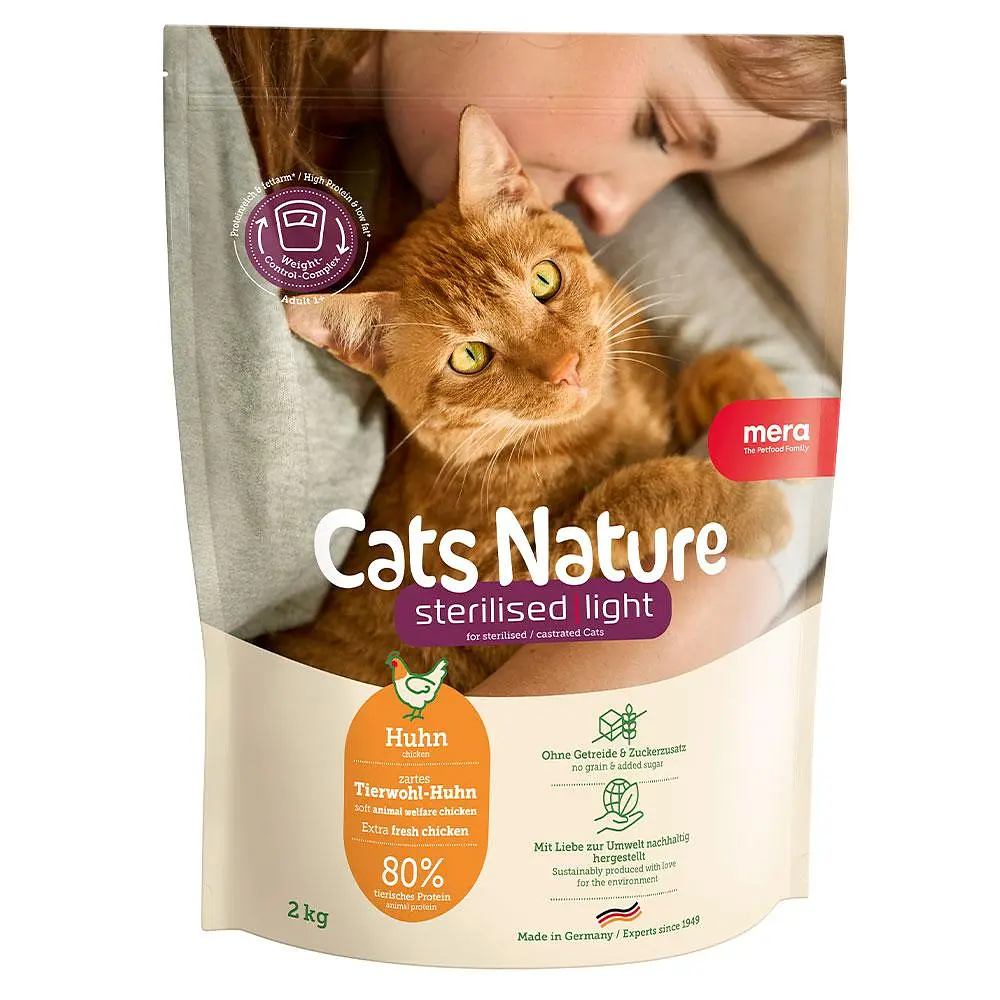 Сухий корм для стерилізованих та кастрованих котів Mera Cats Nature Sterilised Light Chiken (Huhn) з куркою 2 кг