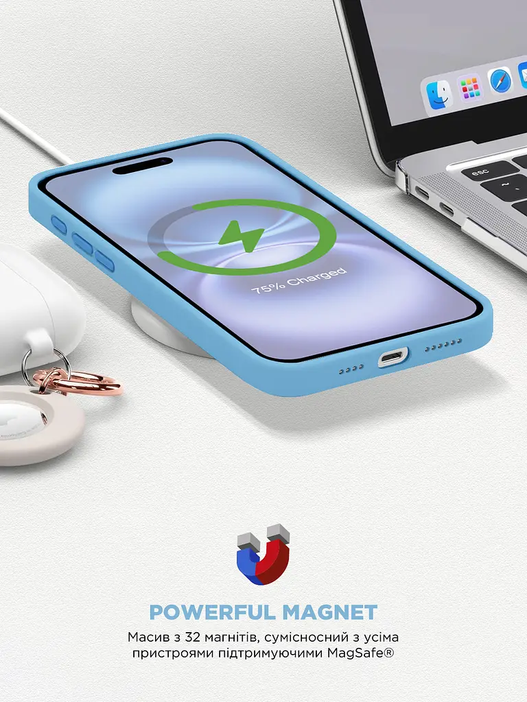 Силиконовый чехол с MagSafe для Apple iPhone 16 Plus, ICON2 MagCase, голубой, противоударный, панель с мягкой подкладкой, защита всего корпуса, поддержка беспроводной зарядки, совместим с защитными стеклами и пленками, ArmorStandart (ARM80188) - фото 9