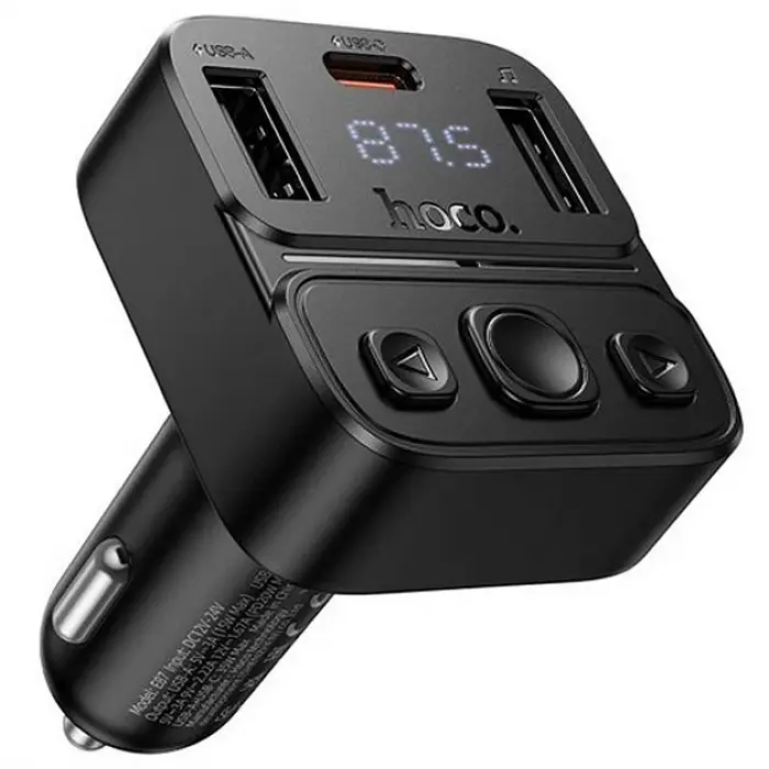 FM трансмиттер автомобильный Hoco E87 Delta Bluetooth 5.4, 35W, USB C 20W PD QC AFC, USB A 5V 3A, USB A 5V 0.5A - фото 2