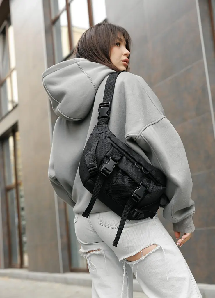 Женская сумка бананка Sambag Dynamicdart черная 38 × 21 × 7 см (80411065) - фото 2