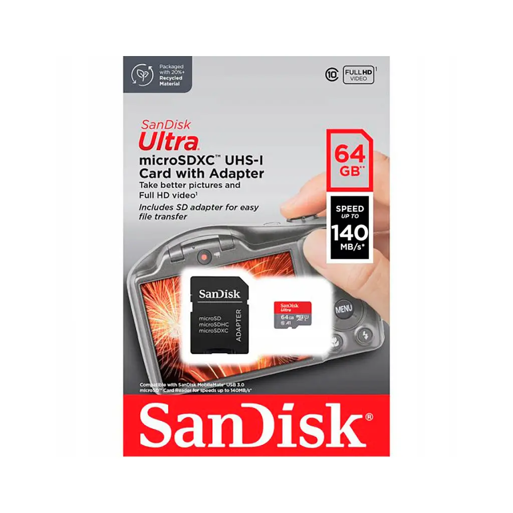 Карта пам'яті SanDisk 64GB microSD Class 10 A1 R-140 (SDSQUAB-064G-GN6IA) - фото 4