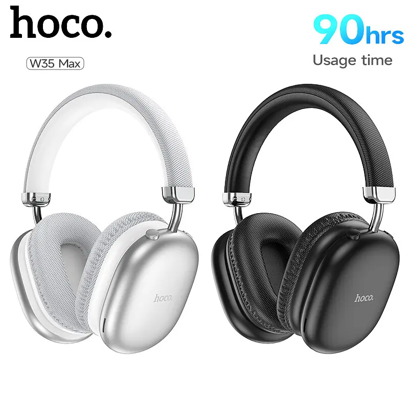 Беспроводные наушники Hoco W35 Max, ANC, BT5.3, AUX, TF, 800mAh, 90h, silver - фото 9