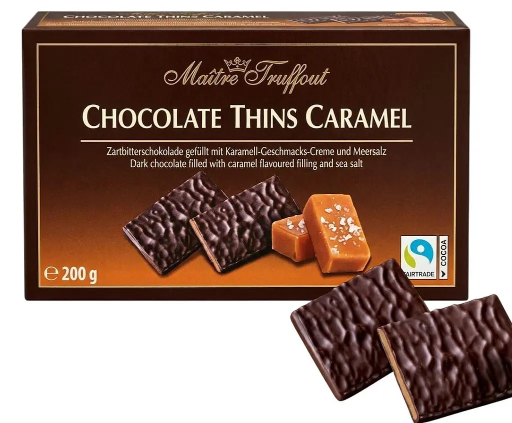 Шоколадні цукерки Maitre Truffout Chocolate Thins Caramel 200г - фото 2