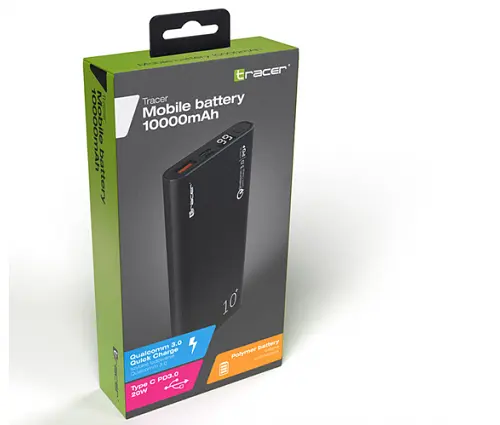 Внешний аккумулятор Powerbank Tracer 10000mAh PD20W+QC3.0 алюминиевый корпус (Черный) - фото 4