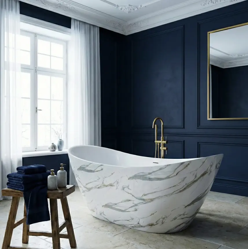 Окремостояча ванна Rea Ferrano Slim 170x73 см, натуральна REA-W0505 - фото 4