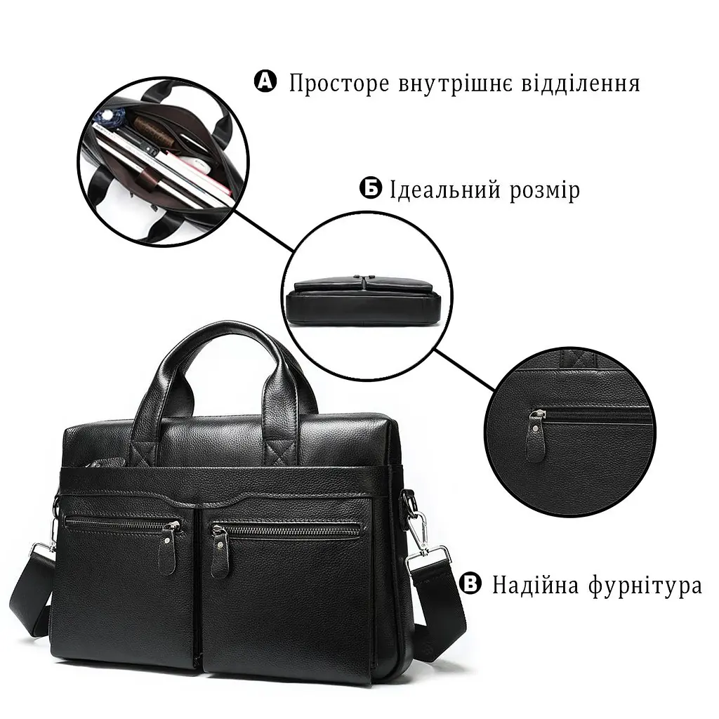 Сумка для ноутбука 14579 із натуральної шкіри Vintage чорна - фото 8