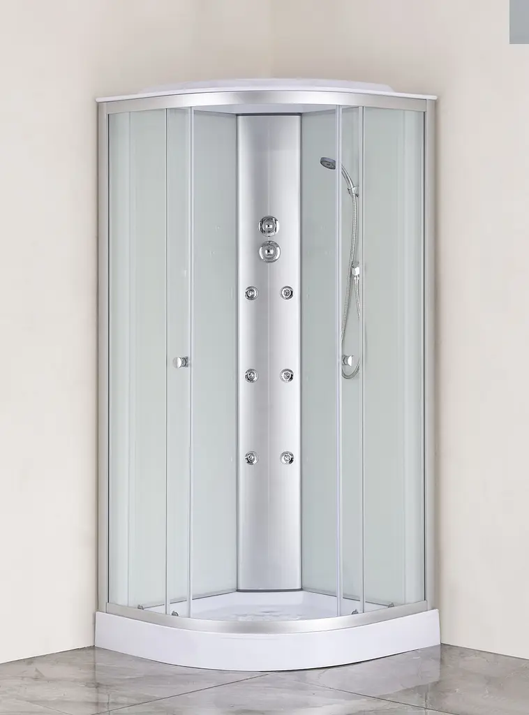 Душовий бокс з гідромасажем Mixxus Strong SBH02-90x90x215-FB Satin низький піддон MI6890, Хром матовый, матовий, хром матовий - фото 3