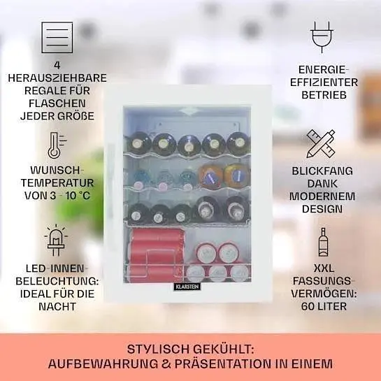Холодильник для напитков Klarstein Beersafe XL Quartz 60 л (10034929) - фото 6