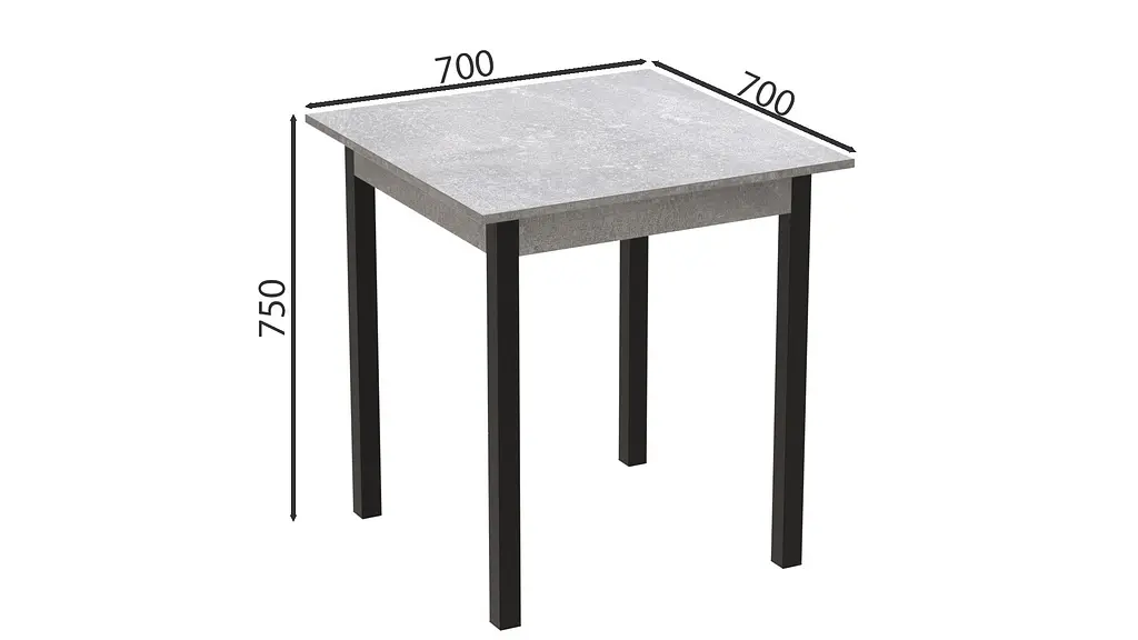 Стіл кухонний Ferrum-decor Агата 75x70x70 Чорний ДСП Бетон 16мм (FRD-105557) - фото 3