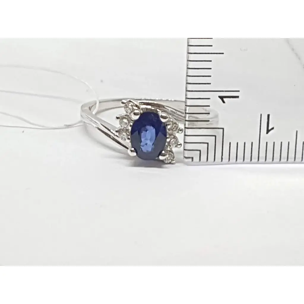 Золоте кільце Геліос з діамантами і сапфіром. Артикул 55062626BS332 17,5 - фото 5