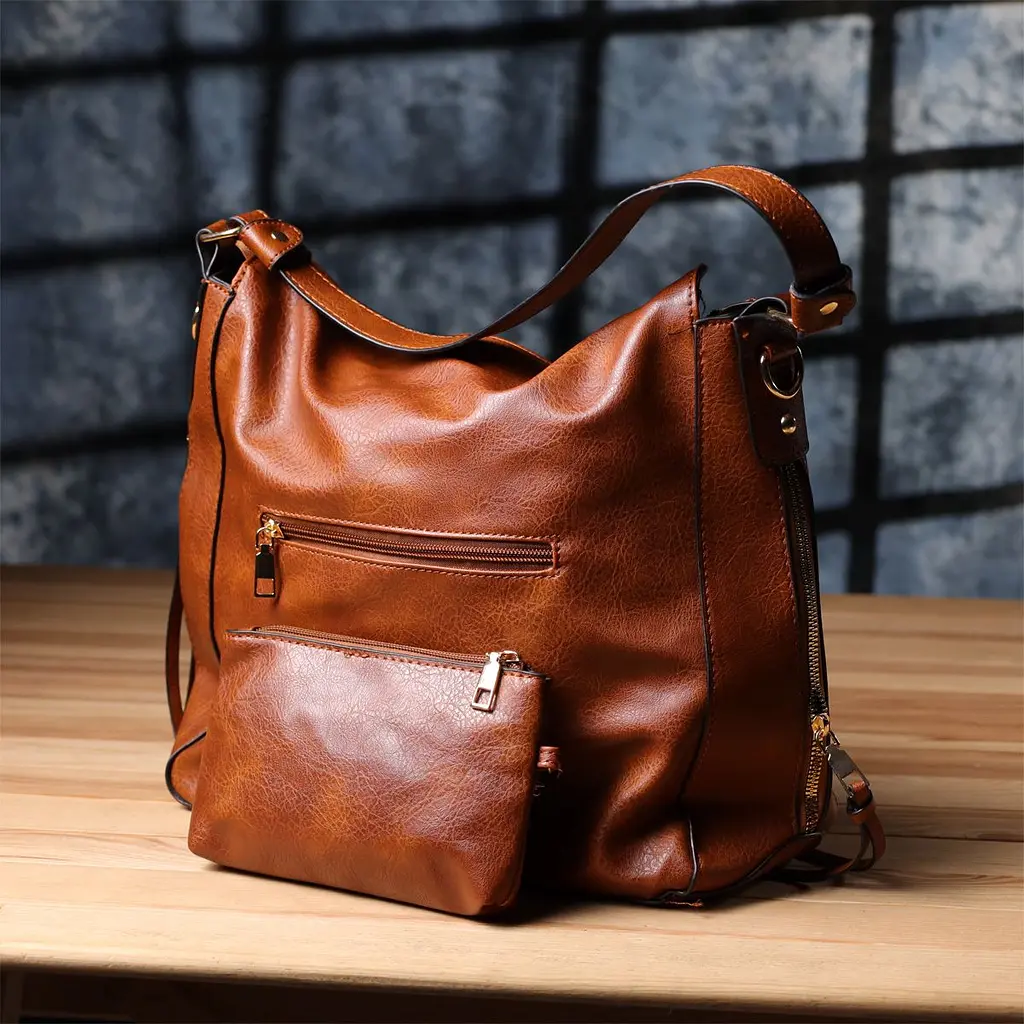 Жіноча сумка великого розміру з екошкіри Vintage s_15140 коричнева - фото 7