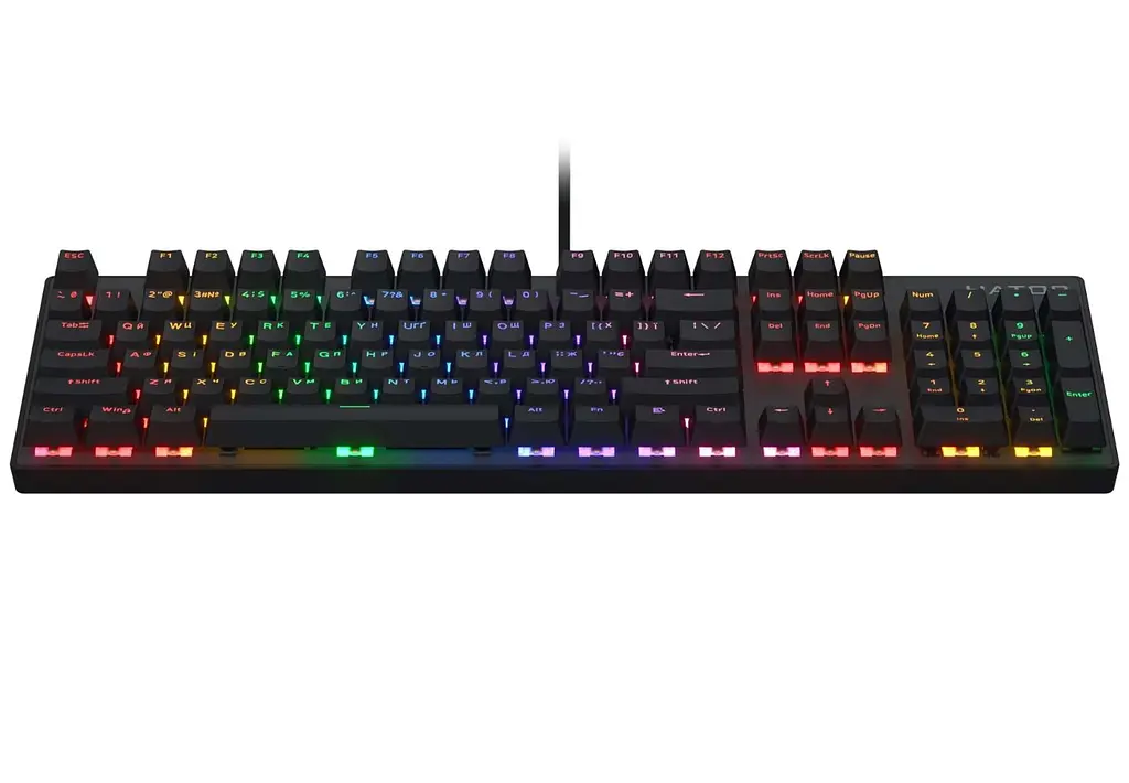 Клавиатура игровая механическая HATOR HTK-104UA USB Icefall Rainbow LED Black - фото 3