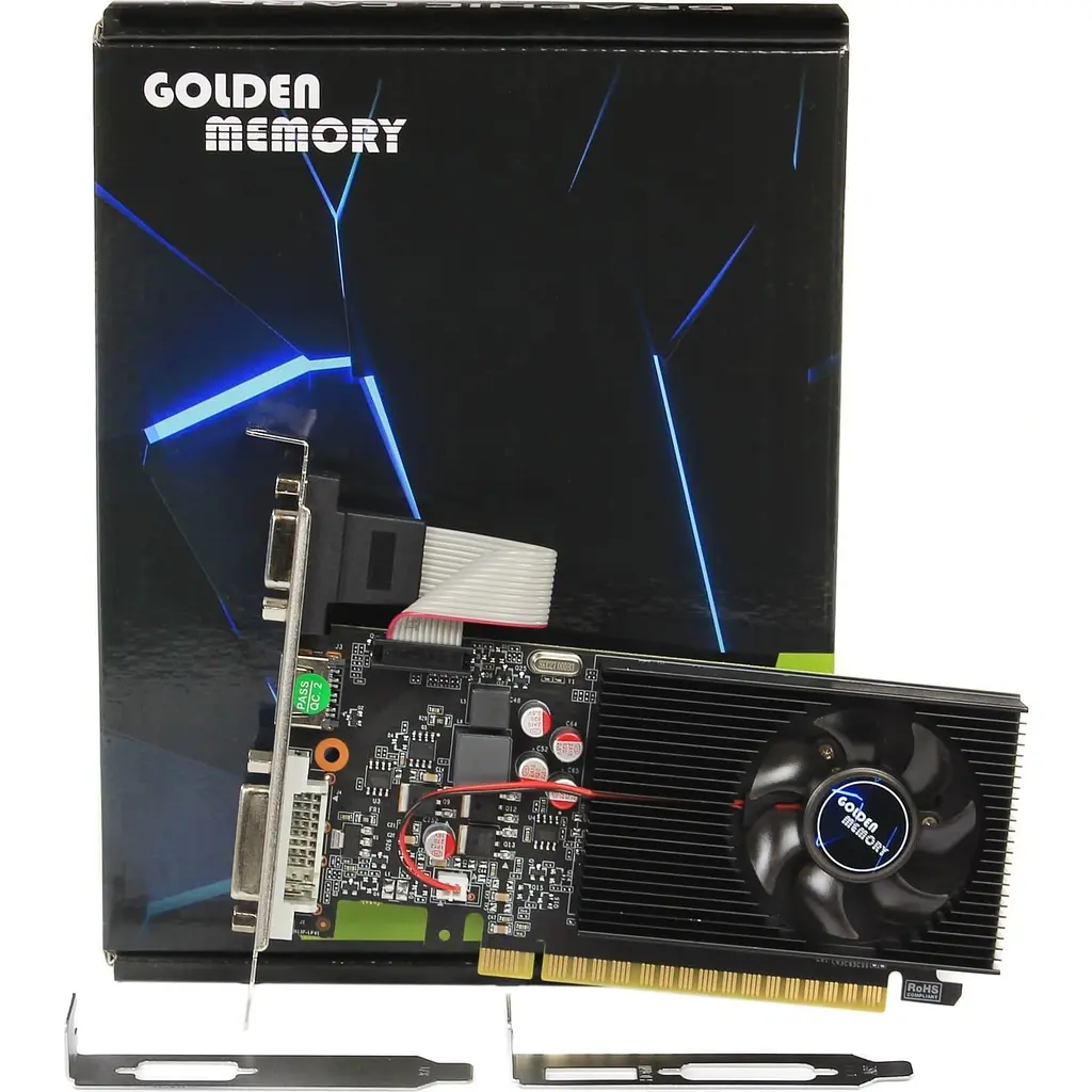 Відеокарта Golden Memory GT 730 2Gb GDDR3, 128-bit, VGA/DVI/HDMI, 700/1333 MHz, Low Profile (GT730D32G128BIT) (GDDR3, PCI-E 3.0 x16) - фото 3