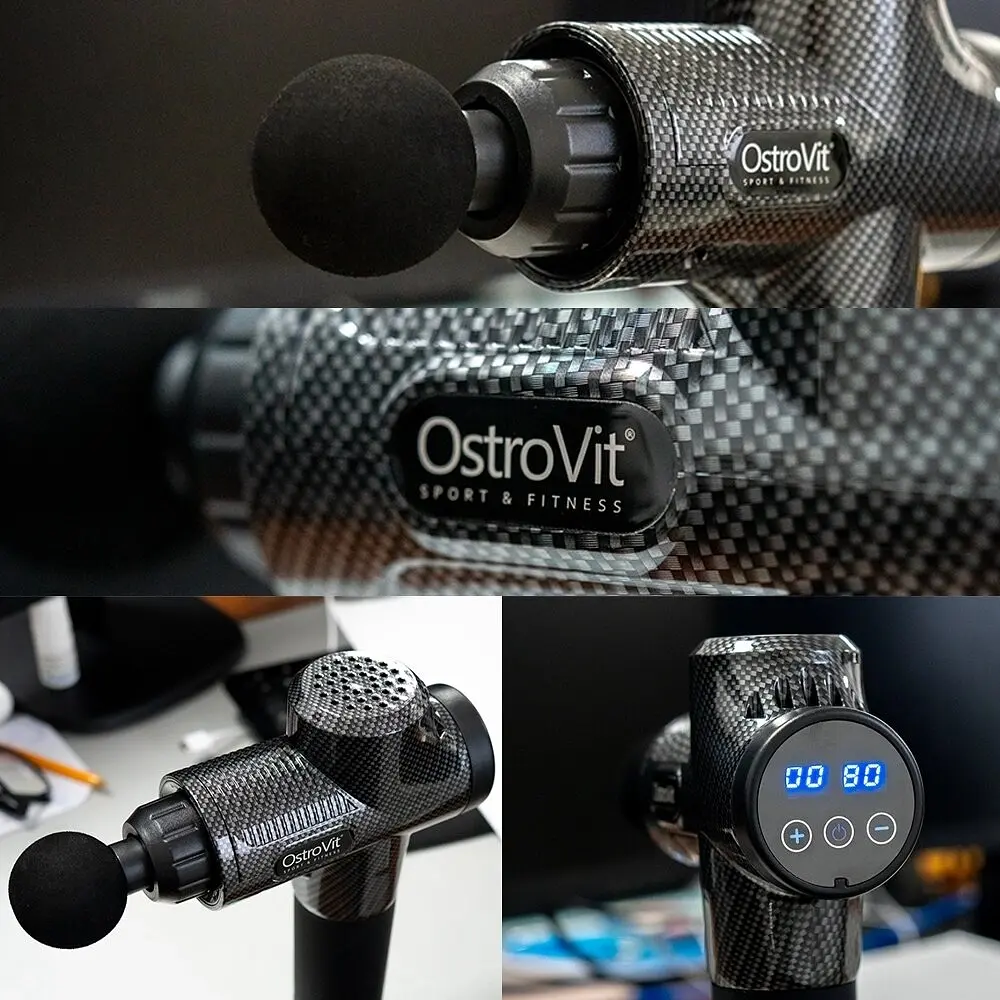 Масажер OstroVit Body Massage Gun у кейсі з насадками Black - фото 7