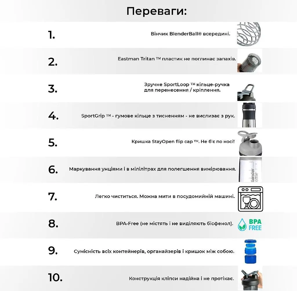 Бутылка-шейкер спортивная Blender Bottle 590 мл fit0007228 - фото 4