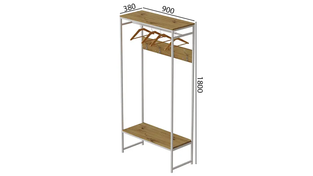 Вешалка напольная Ferrum-decor Трелис 14 180x90x38 белый ДСП Дуб Артизан 16мм (FRD-104351) - фото 3
