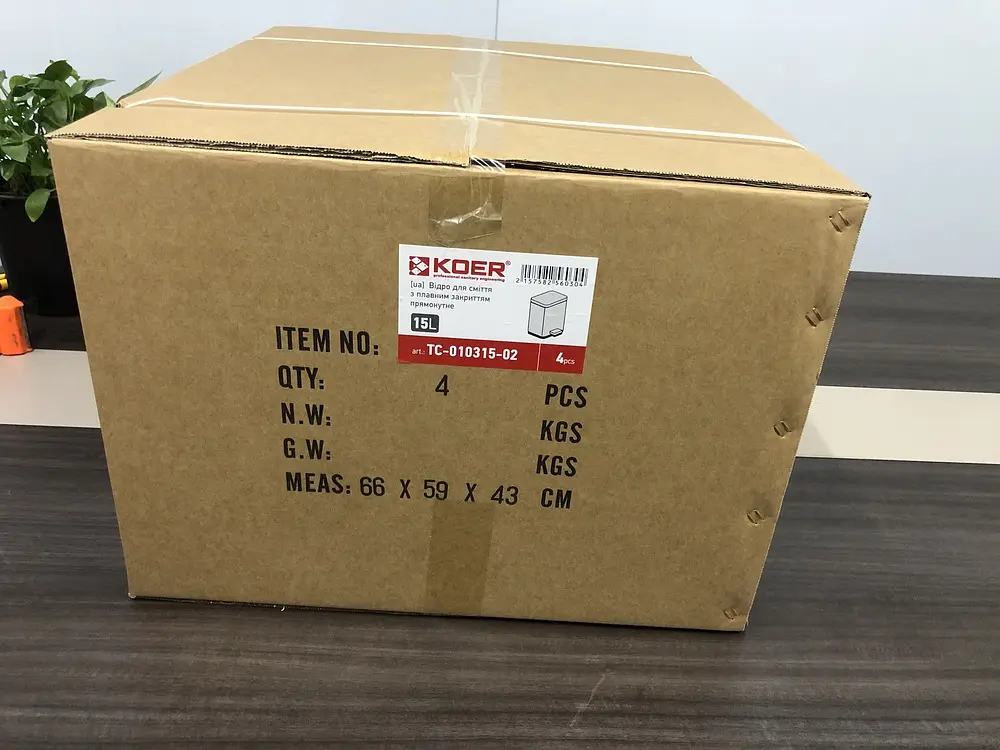 Відро для сміття з плавним закриттям прямокутне Koer TC-010315-02 15 л нержавіюча сталь KR5603, Нержавіюча сталь - фото 7