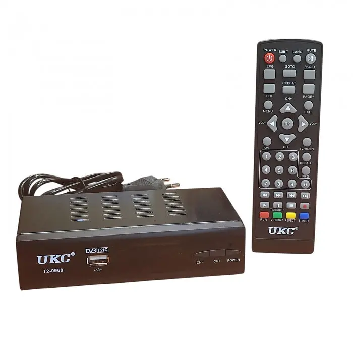 Цифровий ефірний приймач з екраном DVB T2 тюнер з USB та підтримка Wi-Fi адаптера UKC T2-0968 - фото 2