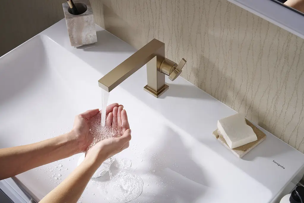 Змішувач для умивальника Hansgrohe Tecturis E CoolStart EcoSmart+ без донного клапанаа brushed bronze 73021140 - фото 2