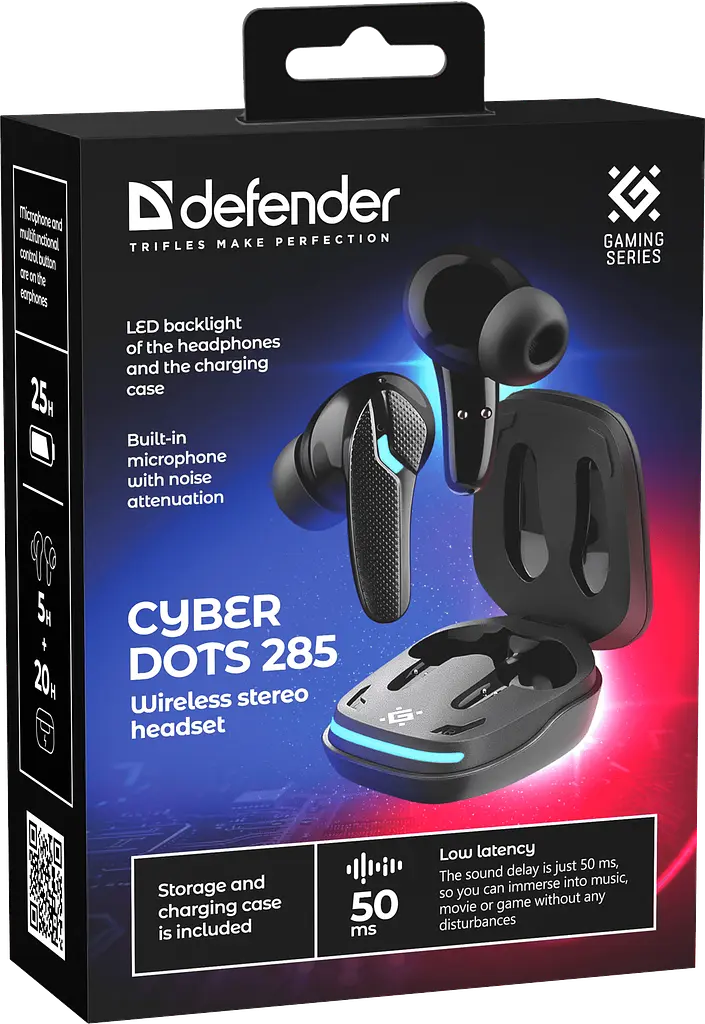 Гарнітура Defender CyberDots 285 TWS Bluetooth Black (63285) (7151838) - фото 4