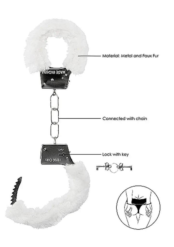 Наручники - Ouch! Beginner's Handcuffs Furry White - фото 4