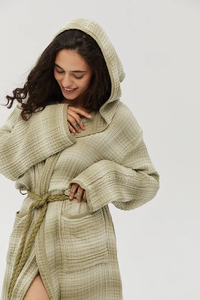 Халат Lotus Home - Lilya muslin olive S/M - фото 2