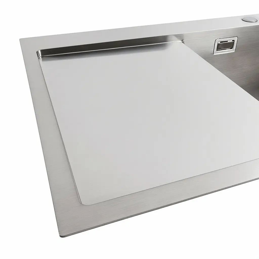Кухонна мийка Platinum Handmade нержавійка 78x50B R (два отвори ,квадратний сифон 3.0/1.0), Нержавіюча сталь - фото 4