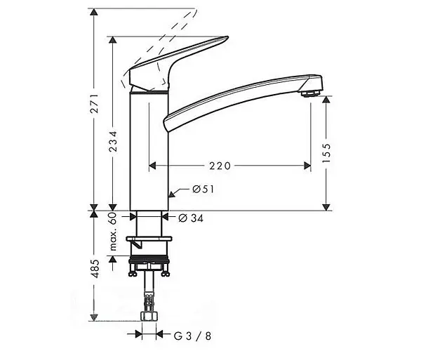 Смеситель для кухни Hansgrohe Logis 71832000 Хром - фото 2