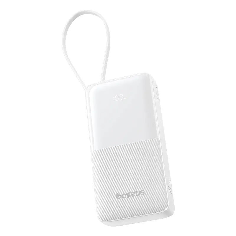 Зовнішній акумулятор Baseus Bipow 2 Digital Display Power Bank With Built-in USB-C Cable 20000mah 20W Moon White (P10077101213-01) - фото 7