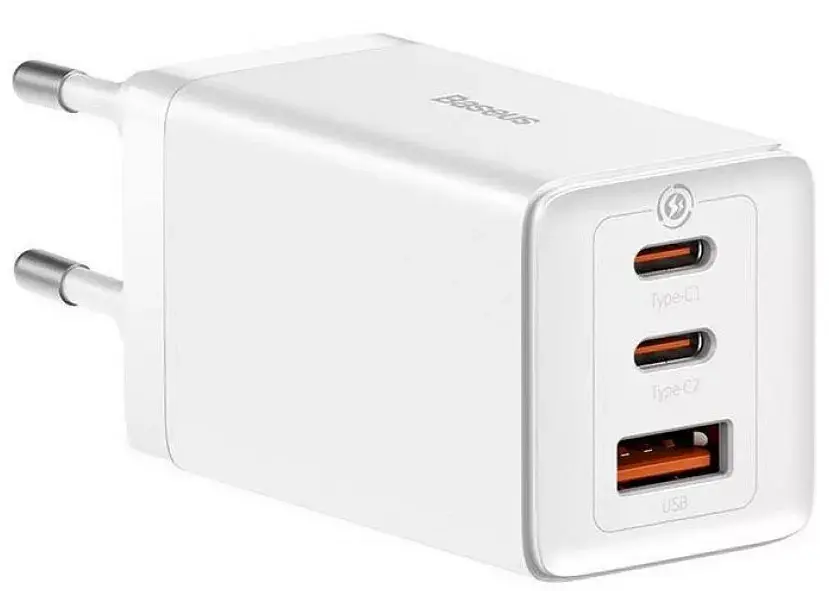 Мережевий зарядний пристрій Baseus GaN5 Pro Fast Charger 2Type-C+USB 65W + Cable Type-C to Type-C CCGP120202 White - фото 2