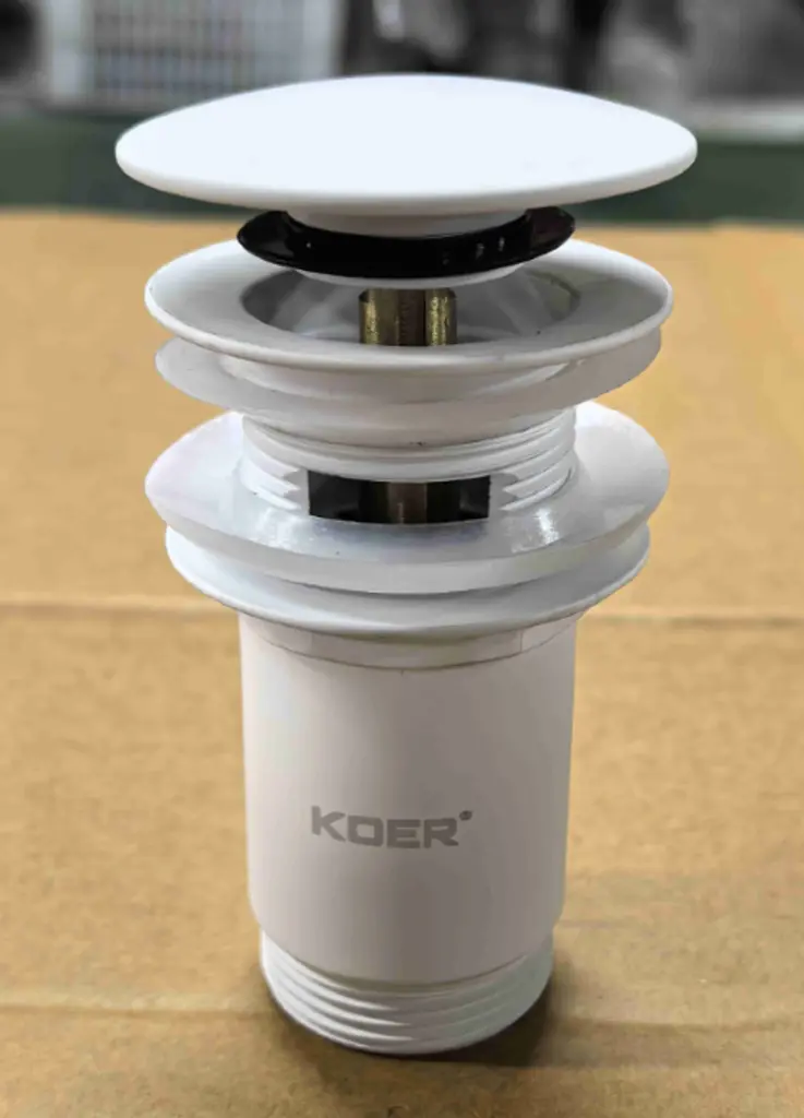 Донний клапан для раковини Koer PW-07-03 з переливом автоматичний Click-Clack 1 1/4″ Білий KR5783 - фото 3