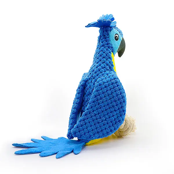 М'яка іграшка для собак Fuzzy - Bird Dog Squeaky Toy з мотузками і пищалкою, синя - фото 4