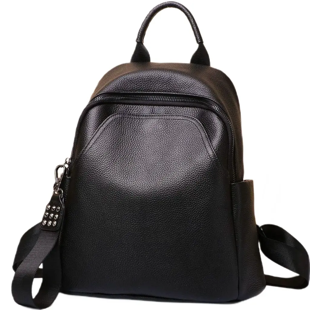 Жіночий класичний шкіряний рюкзак чорний міського типу 85378 Tiding Bag