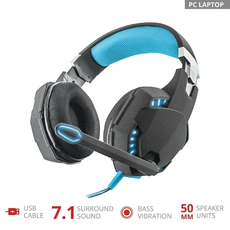 Гарнитура Trust GXT 363 Hawk 7.1 Bass Vibration USB BLACK (20407_Trust) - фото 8