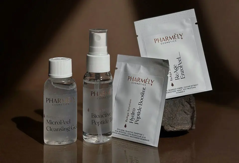 Набір дорожній ReAge Solution BOX (Micro Peel Cleansing Gel 30 мл + Bioactive PeptideTonic 30 мл) Pharmely - фото 4